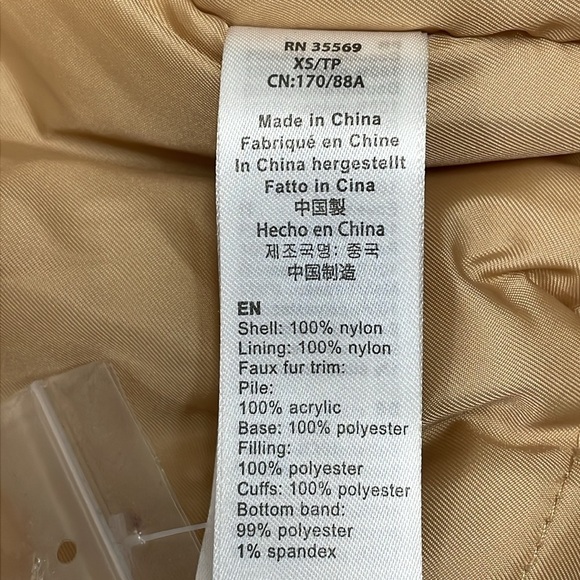 Alpha Industries B-15 Bomber Jacket Gold Nylon Removable Faux Fur Collar XS - Picture 14 of 16